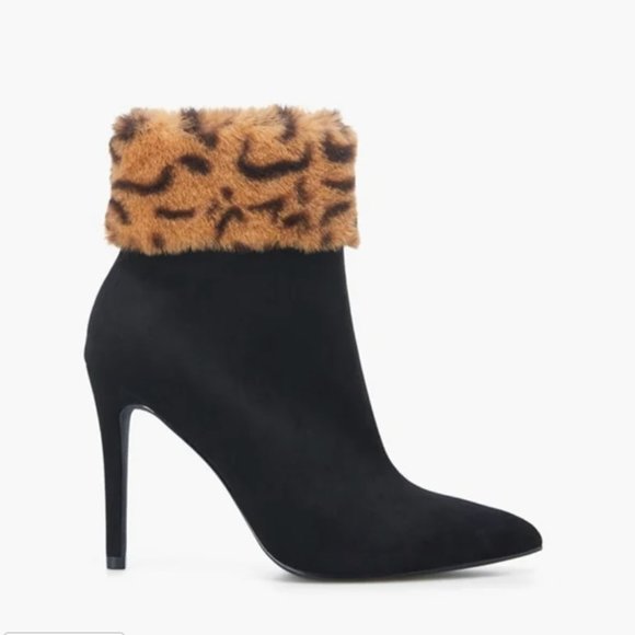 NWT Cheetah Furry Cuffed Heeled Booties - Multiple Sizes - Picture 4 of 6